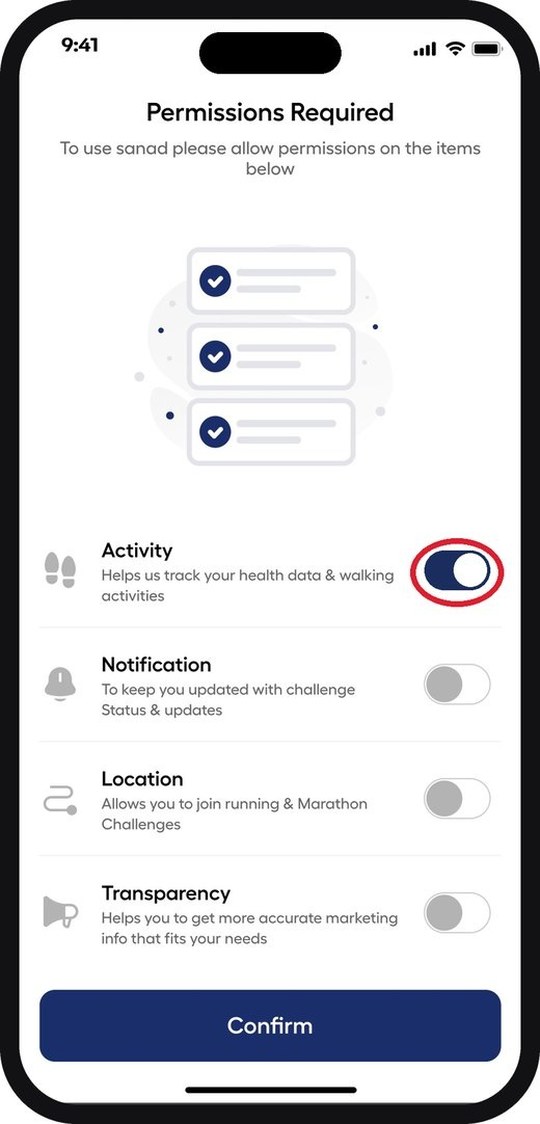Sanad app screen